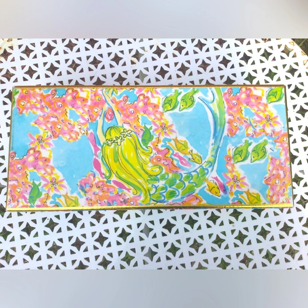 Lilly Pulitzer Colorful Mermaid Cove Floral Trinket Jewelry Box